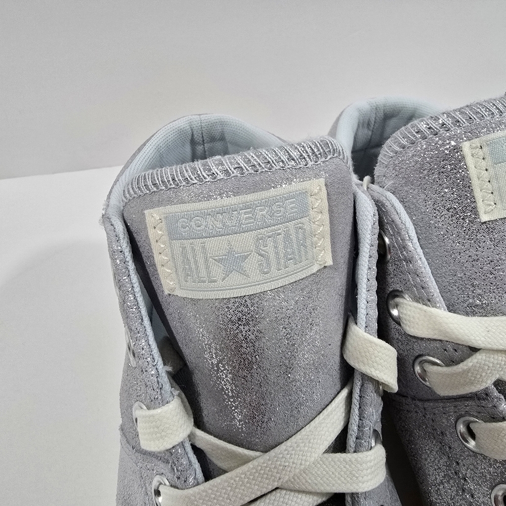 Converse Womens  Chuck Taylor All Star Silver Glitter High-Top Sneakers Size 9.5 - Picture 7 of 10